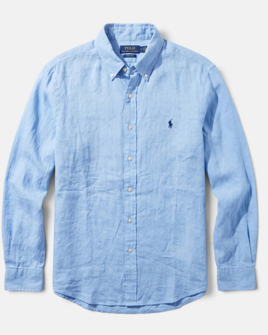 מכופתרת פשתן תכלת לוגו נייבי Polo Ralph Lauren