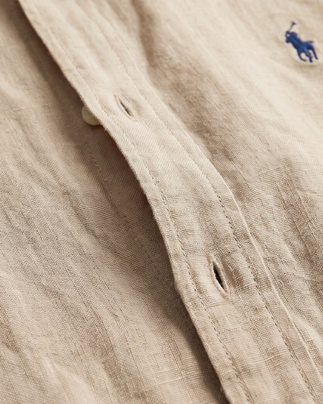 מכופתרת פשתן חומה לוגו נייבי Polo Ralph Lauren