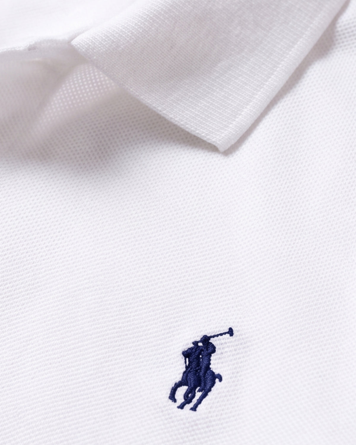 חולצת פולו בד פיקה לבנה לנשים לוגו נייבי Polo Ralph Lauren