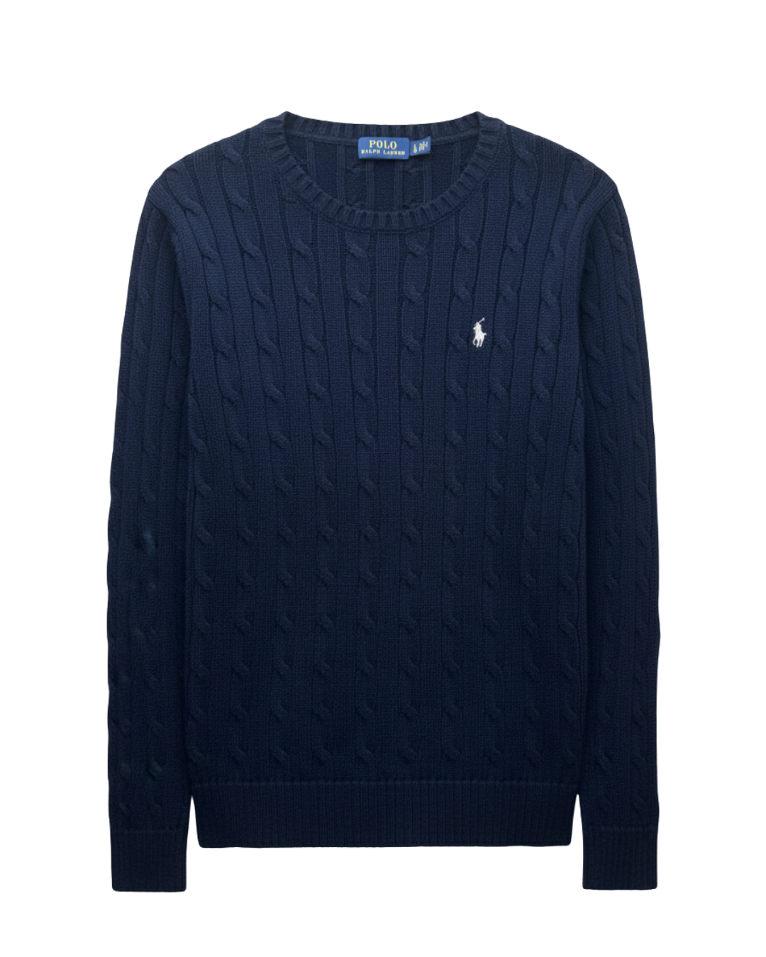 ‏RL Navy &White Logo Cable Knit Sweater