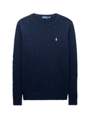 ‏RL Navy &White Logo Cable Knit Sweater