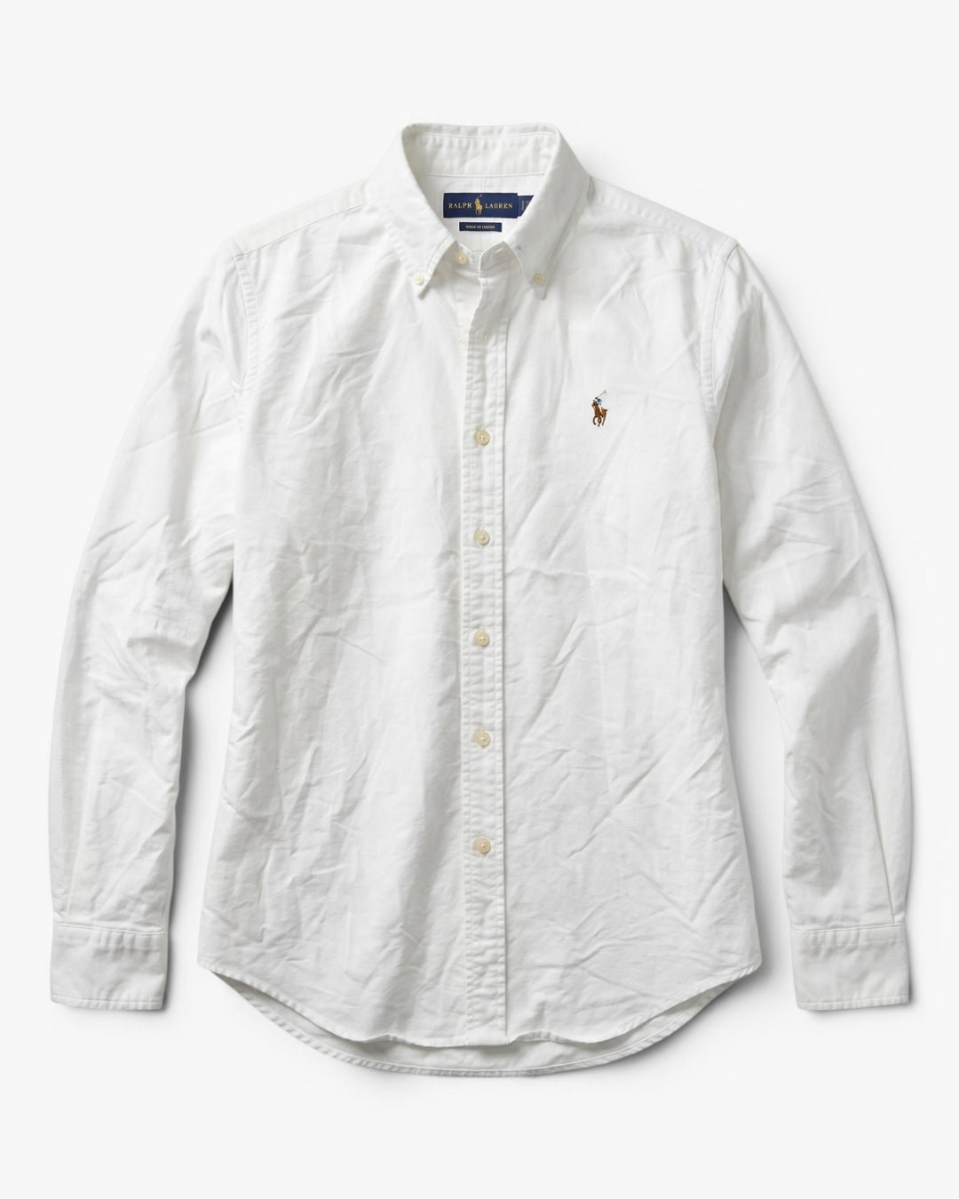 מכופתרת אוקספורד לנשים לבנה לוגו צבעוני Polo Ralph Lauren
