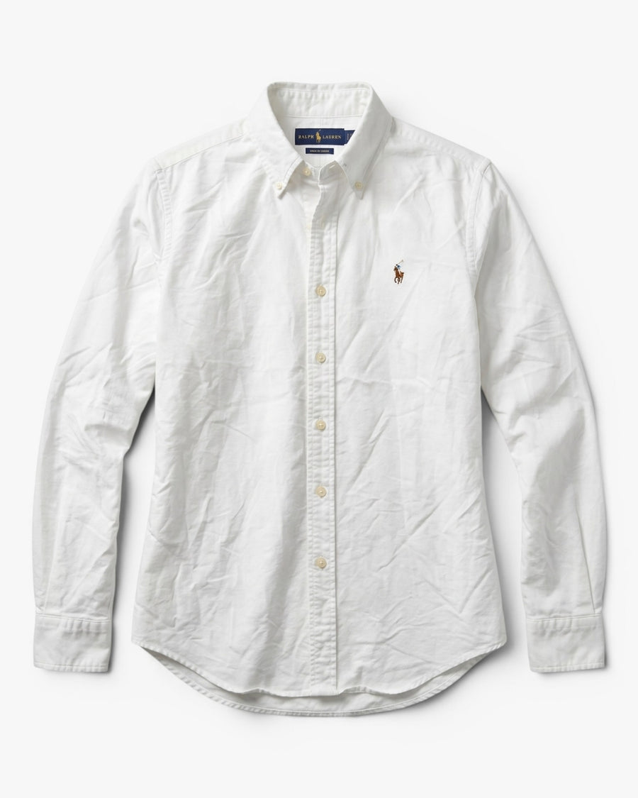 מכופתרת אוקספורד לנשים לבנה לוגו צבעוני Polo Ralph Lauren