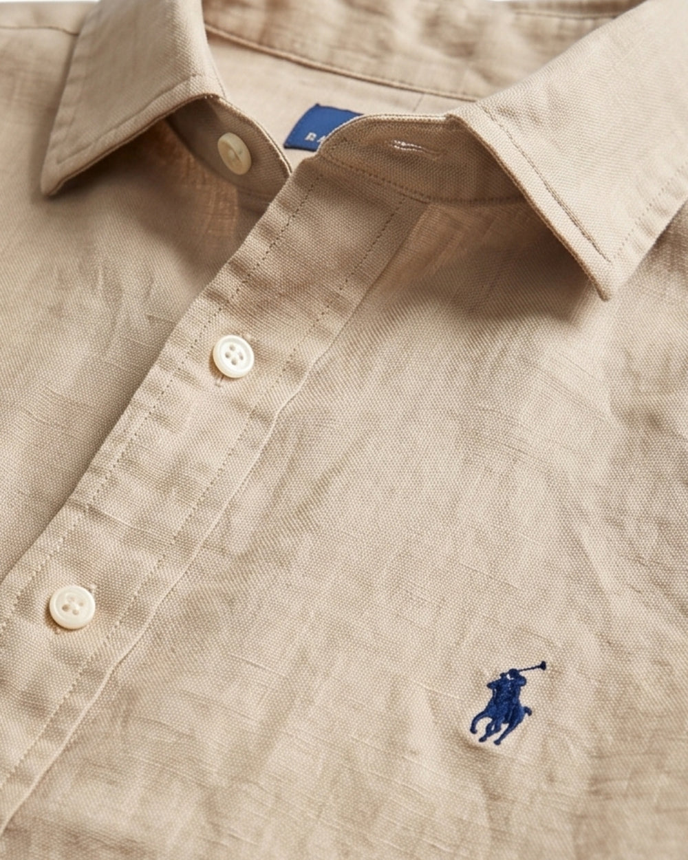 מכופתרת פשתן חומה לוגו נייבי Polo Ralph Lauren