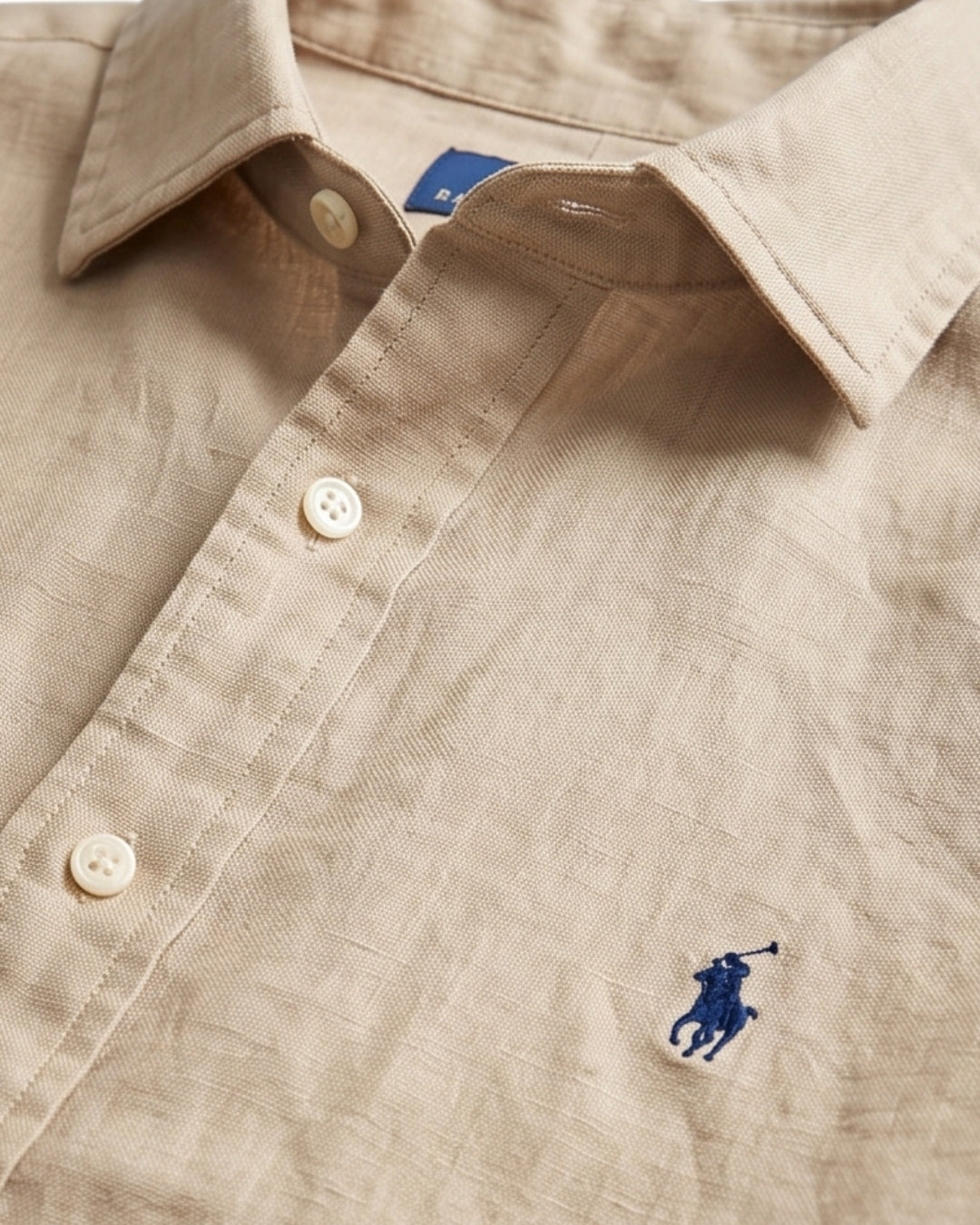 מכופתרת פשתן חומה לוגו נייבי Polo Ralph Lauren