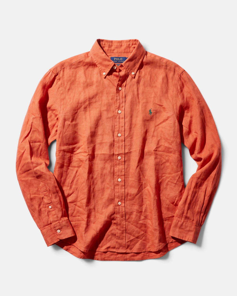 מכופתרת פשתן כתומה לוגו ירוק  Polo Ralph Lauren