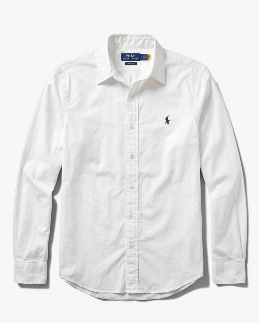 מכופתרת אוקספורד לבנה לוגו נייבי Polo Ralph Lauren