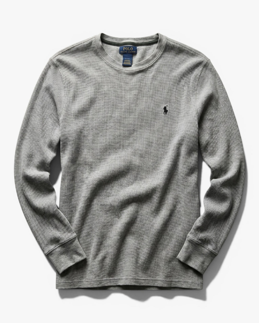 חולצת וופל ארוכה אפור כהה לוגו שחור Polo Ralph Lauren