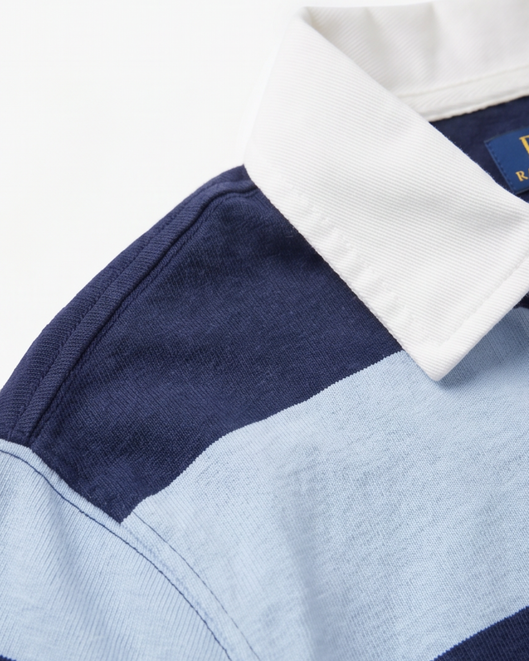 חולצת רוגבי קצרה פסים תכלת-כחול לוגו לבן Polo Ralph Lauren