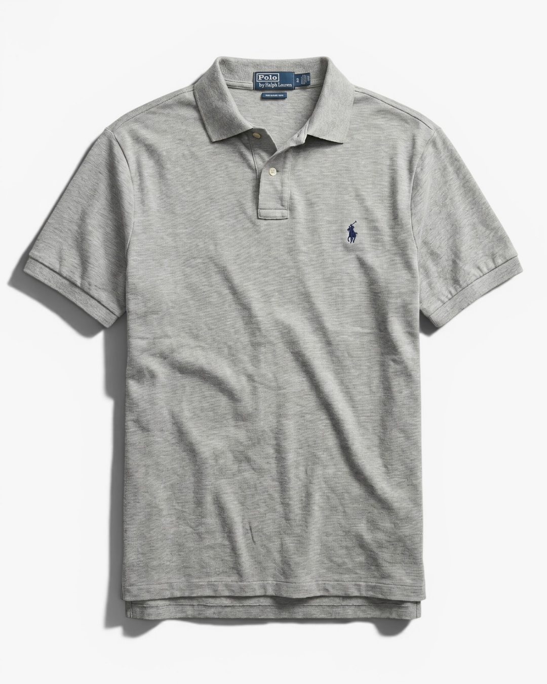 חולצת פולו אפורה מכותנה לוגו נייבי Polo Ralph Lauren