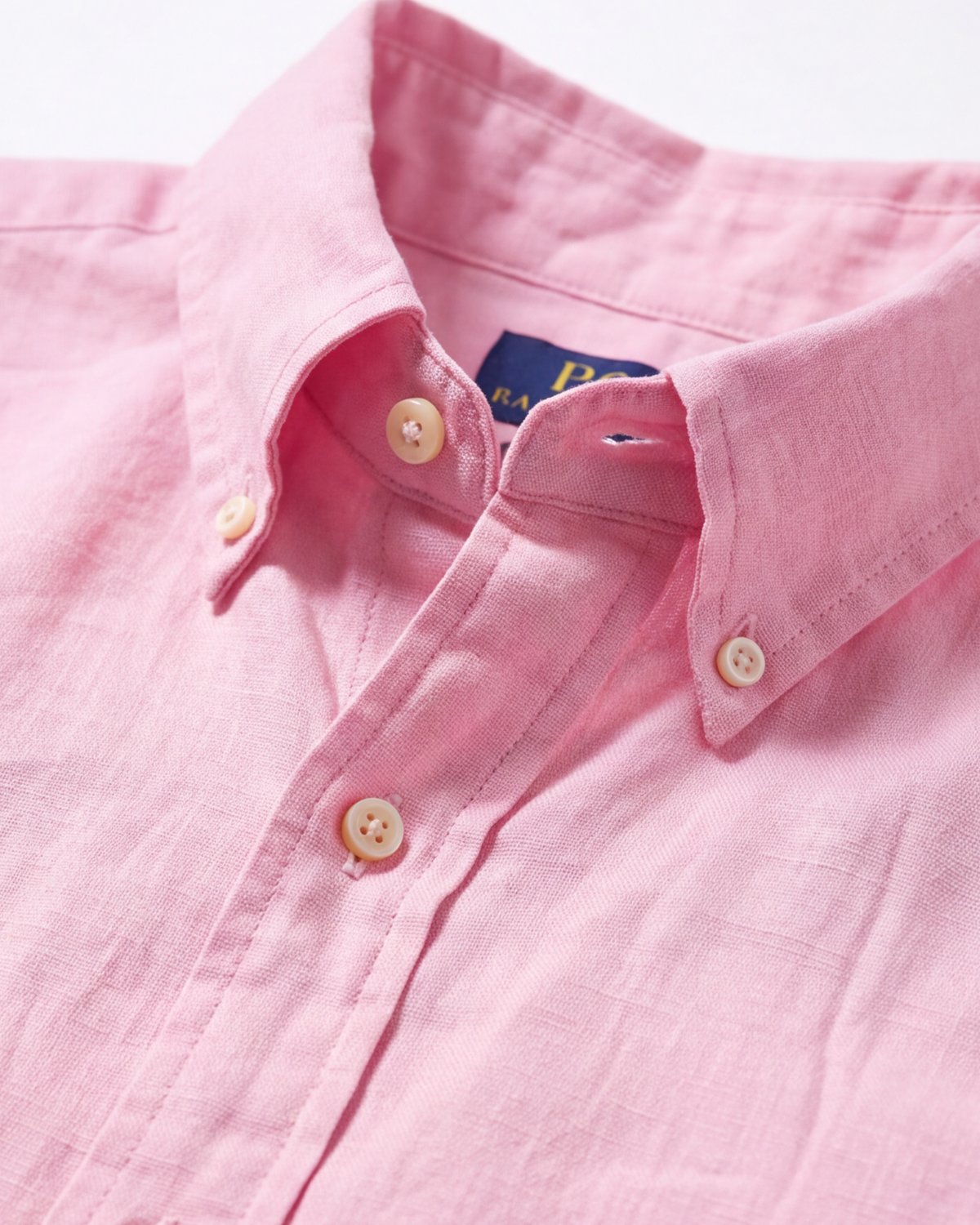 מכופתרת פשתן ורודה שרוול קצר לוגו תכלת Polo Ralph Lauren