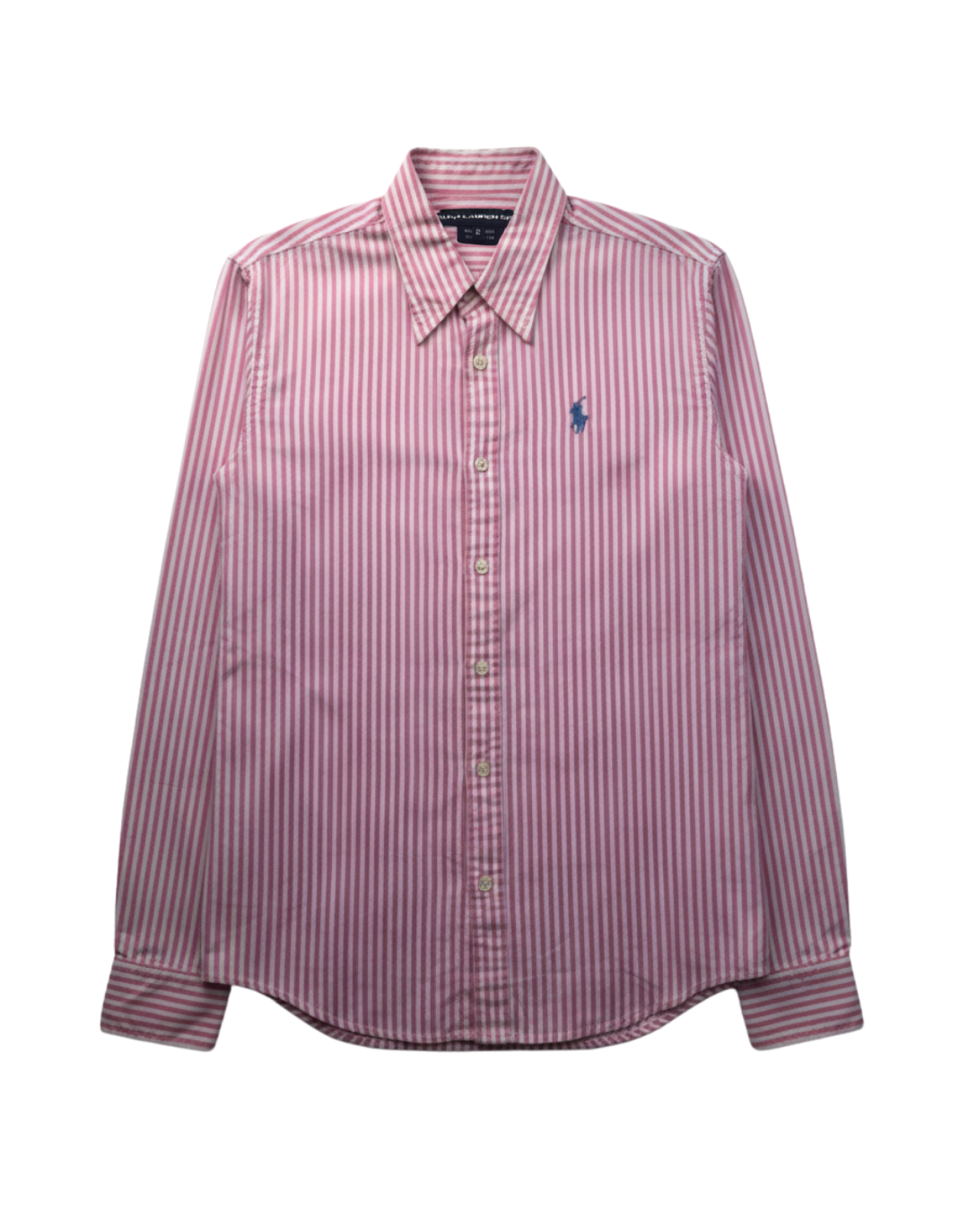 ‏RL Pink White Stripes & Light Blue Logo Shirt