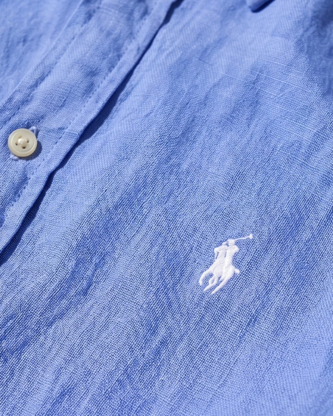 מכופתרת פשתן תכלת לוגו לבן Polo Ralph Lauren