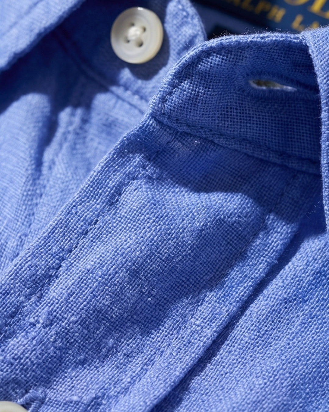מכופתרת פשתן תכלת לוגו לבן Polo Ralph Lauren