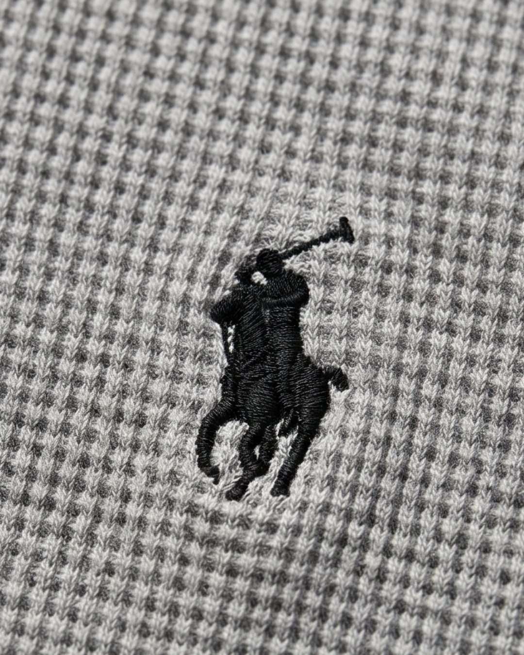 חולצת וופל ארוכה אפור כהה לוגו שחור Polo Ralph Lauren