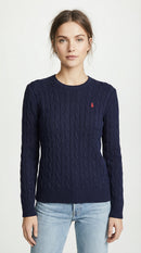 RL Navy & Red Logo Cable Knit