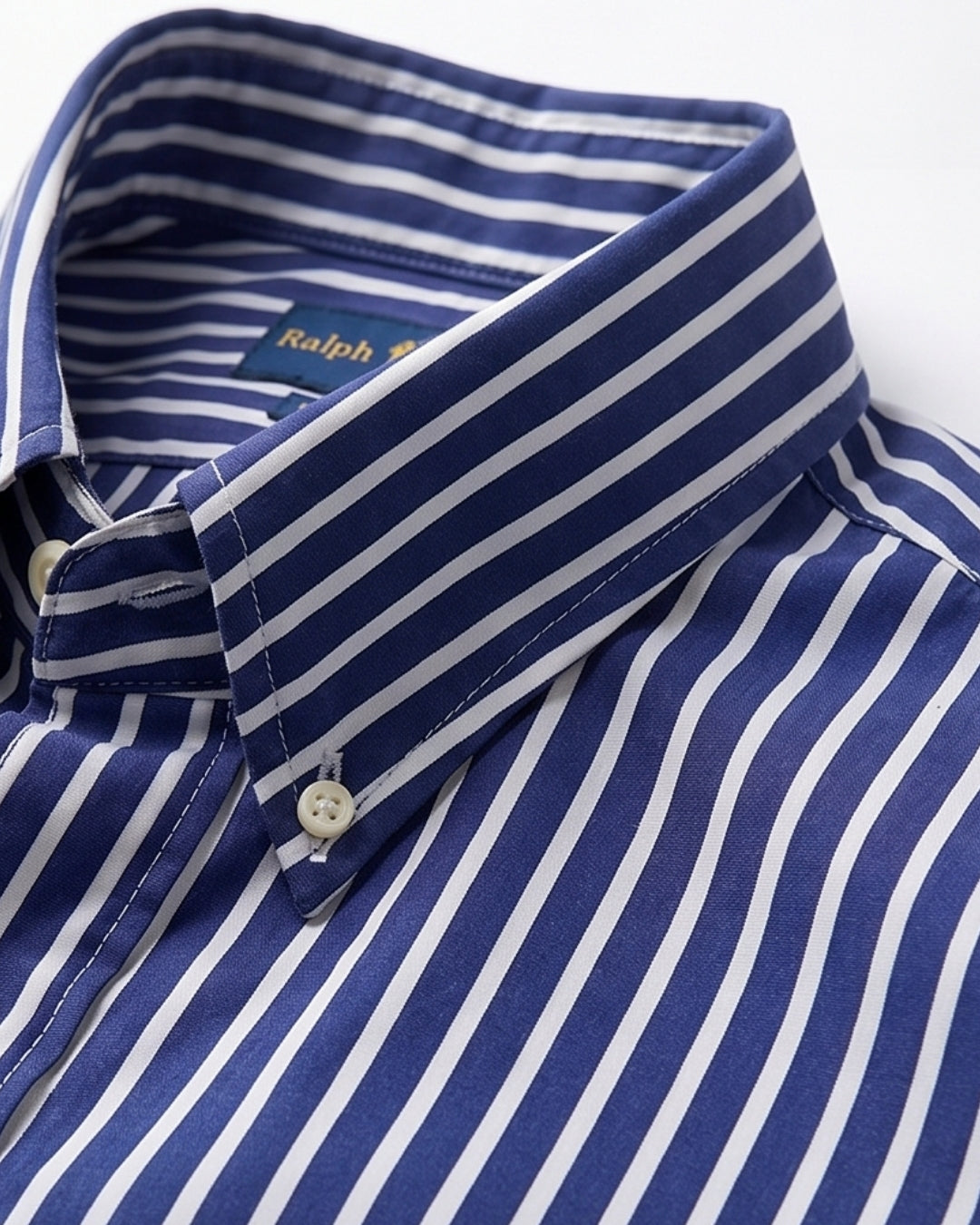 מכופתרת כותנה פסים נייבי-לבן לוגו זהב Polo Ralph Lauren