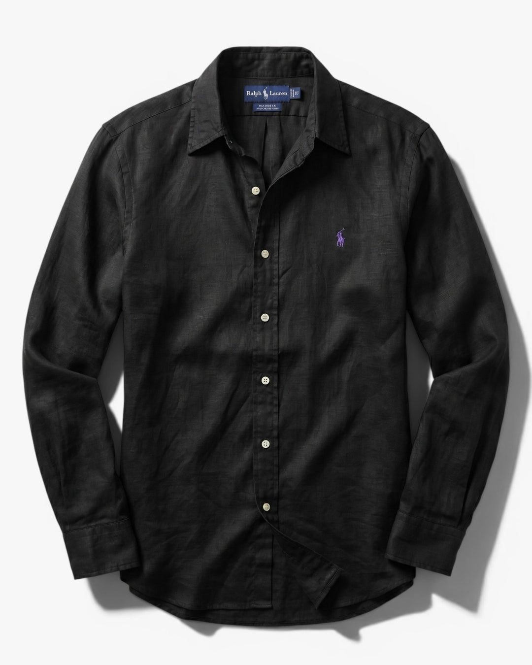 מכופתרת משי שחורה לוגו סגול Polo Ralph Lauren
