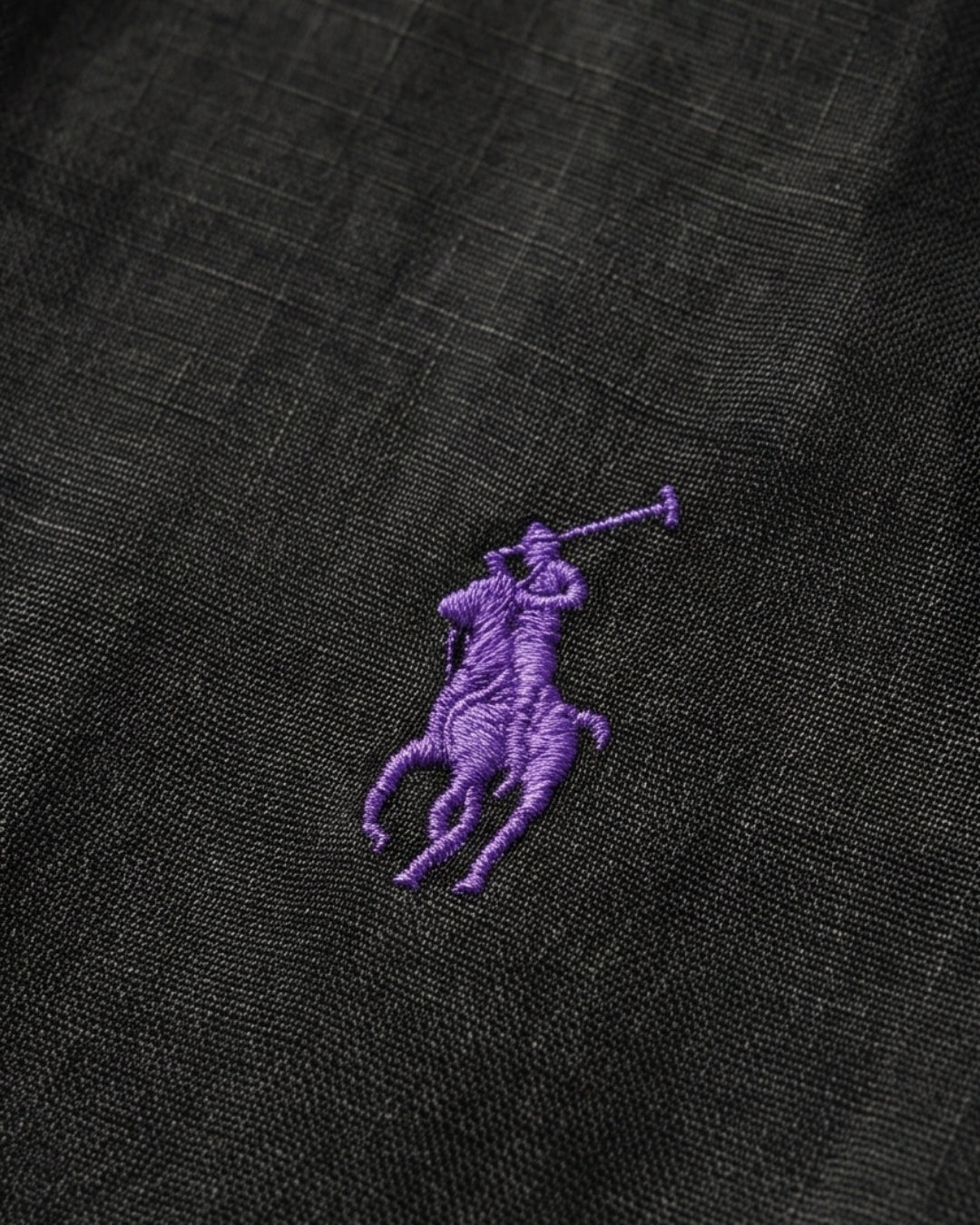 מכופתרת משי שחורה לוגו סגול Polo Ralph Lauren