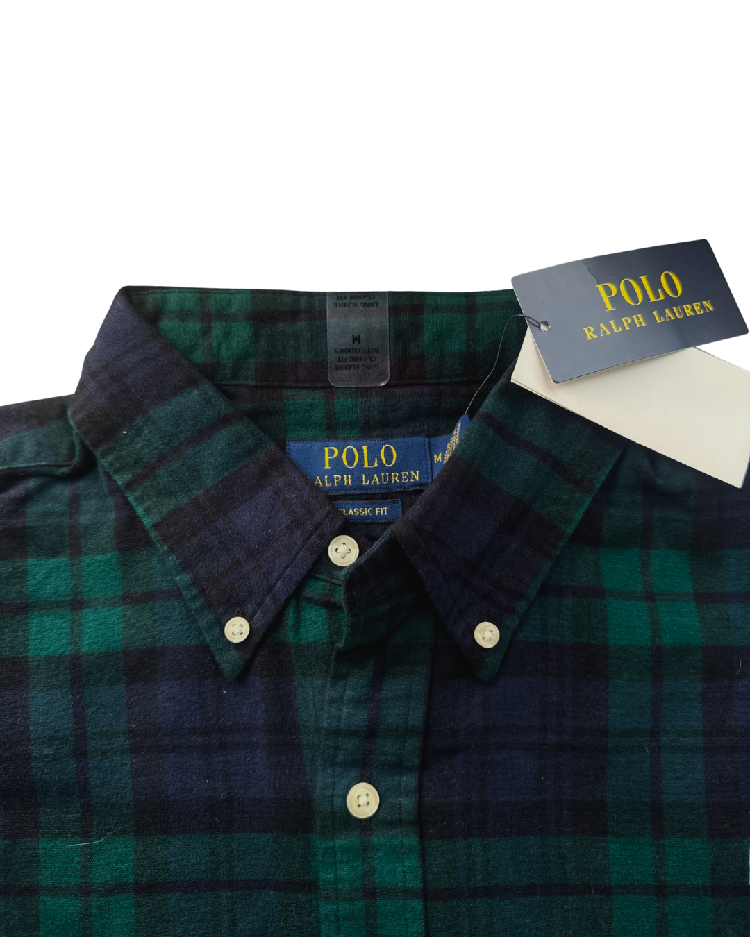 ‏RL Green Navy Black Plaid & Colorful Logo Shirt ( New )