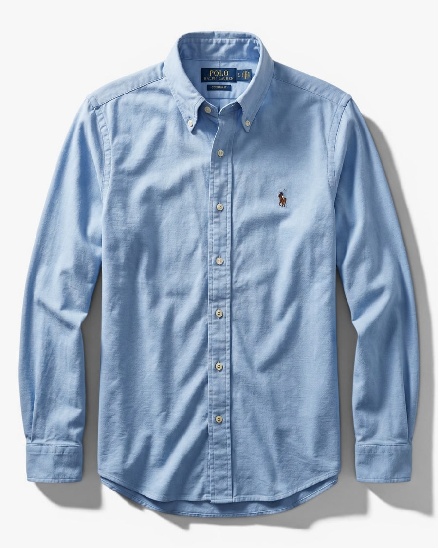 מכופתרת כותנה תכלת לוגו צבעוני Polo Ralph Lauren