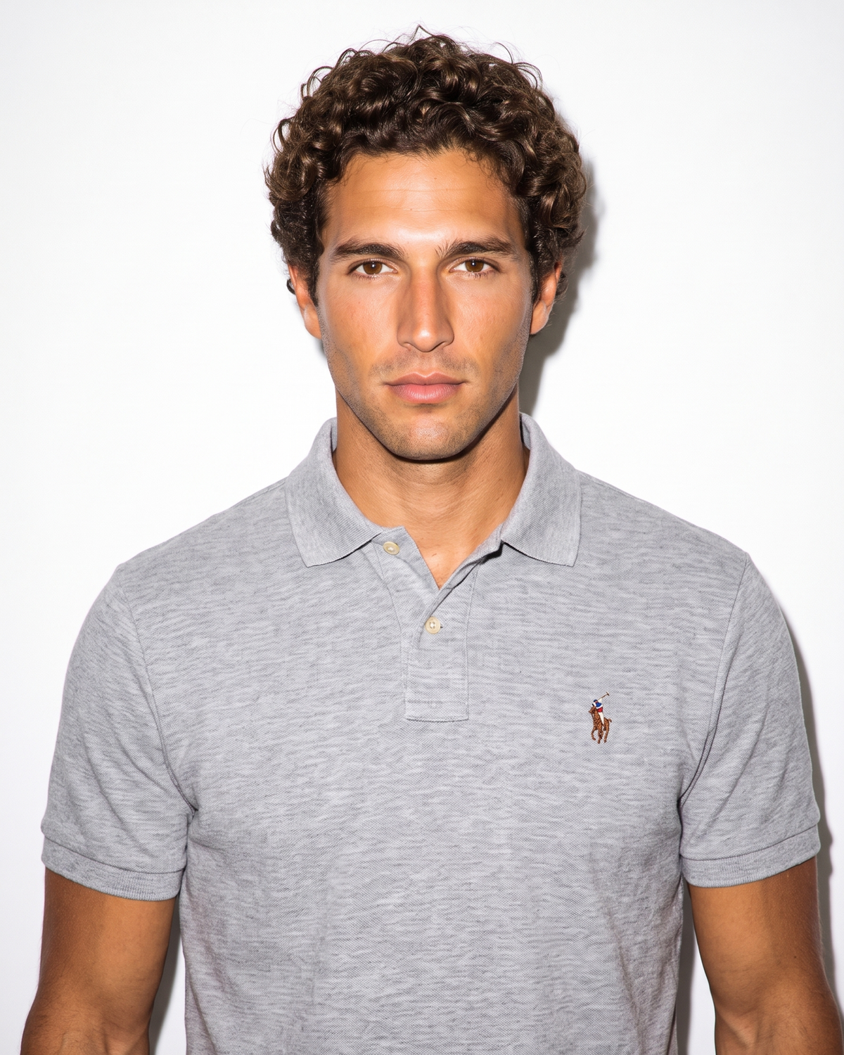 חולצת פולו אפורה לוגו צבעוני Polo Ralph Lauren