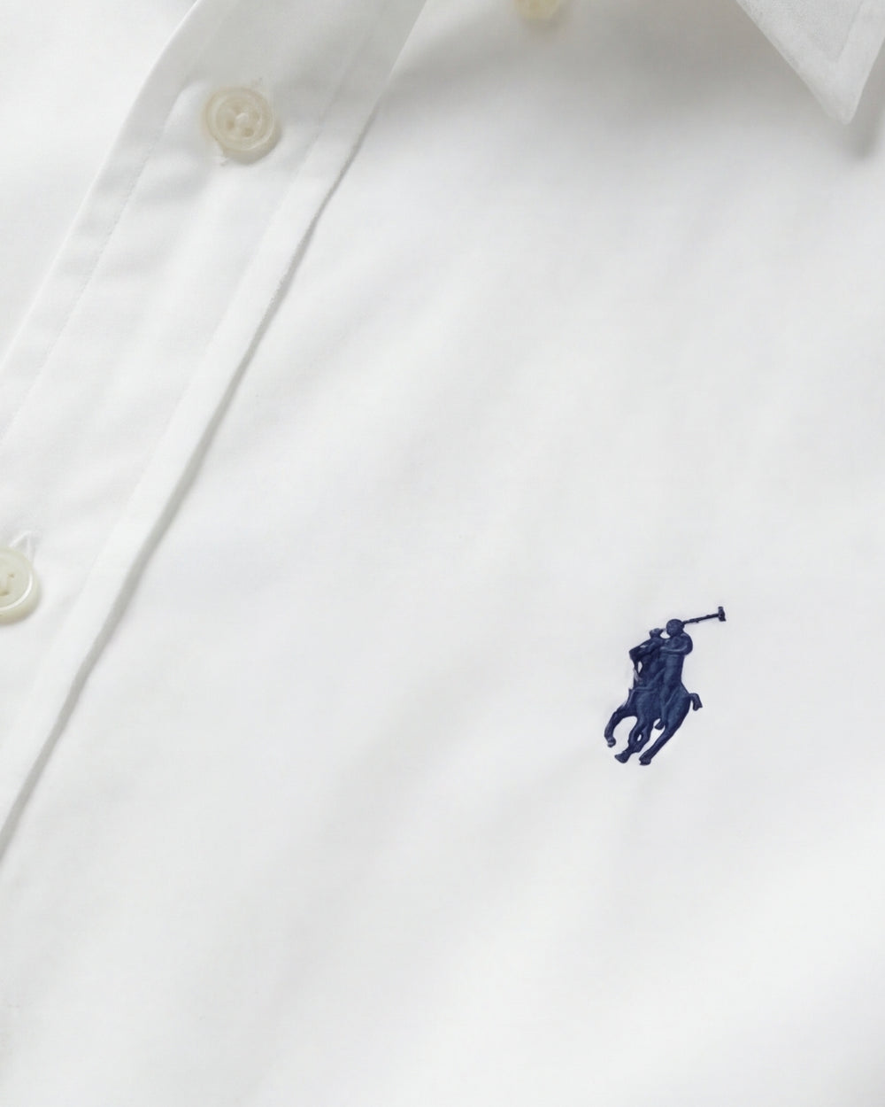 מכופתרת כותנה לבנה לוגו נייבי Polo Ralph Lauren