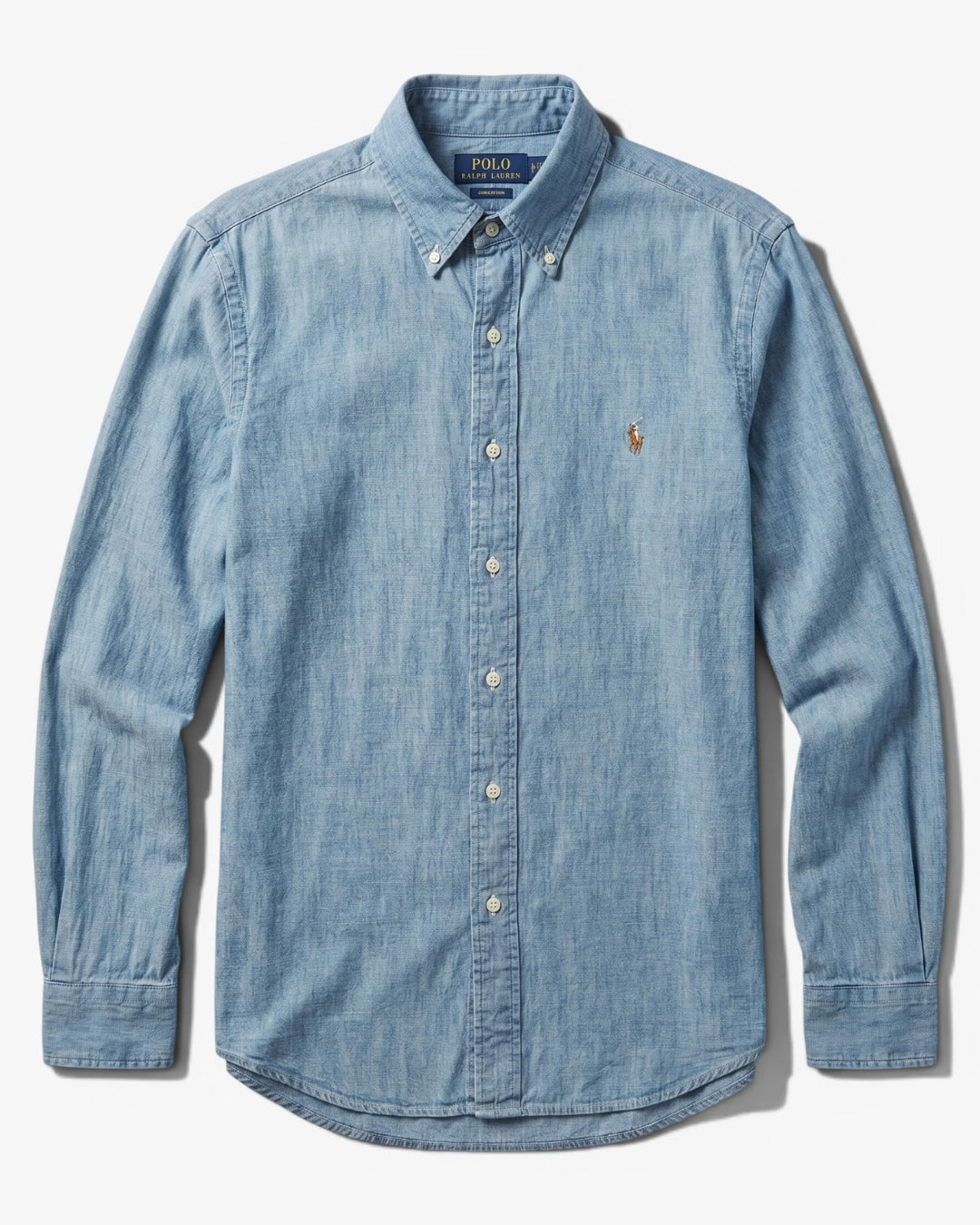 מכופתרת גינס כחול בהיר לוגו צבעוני Polo Ralph Lauren
