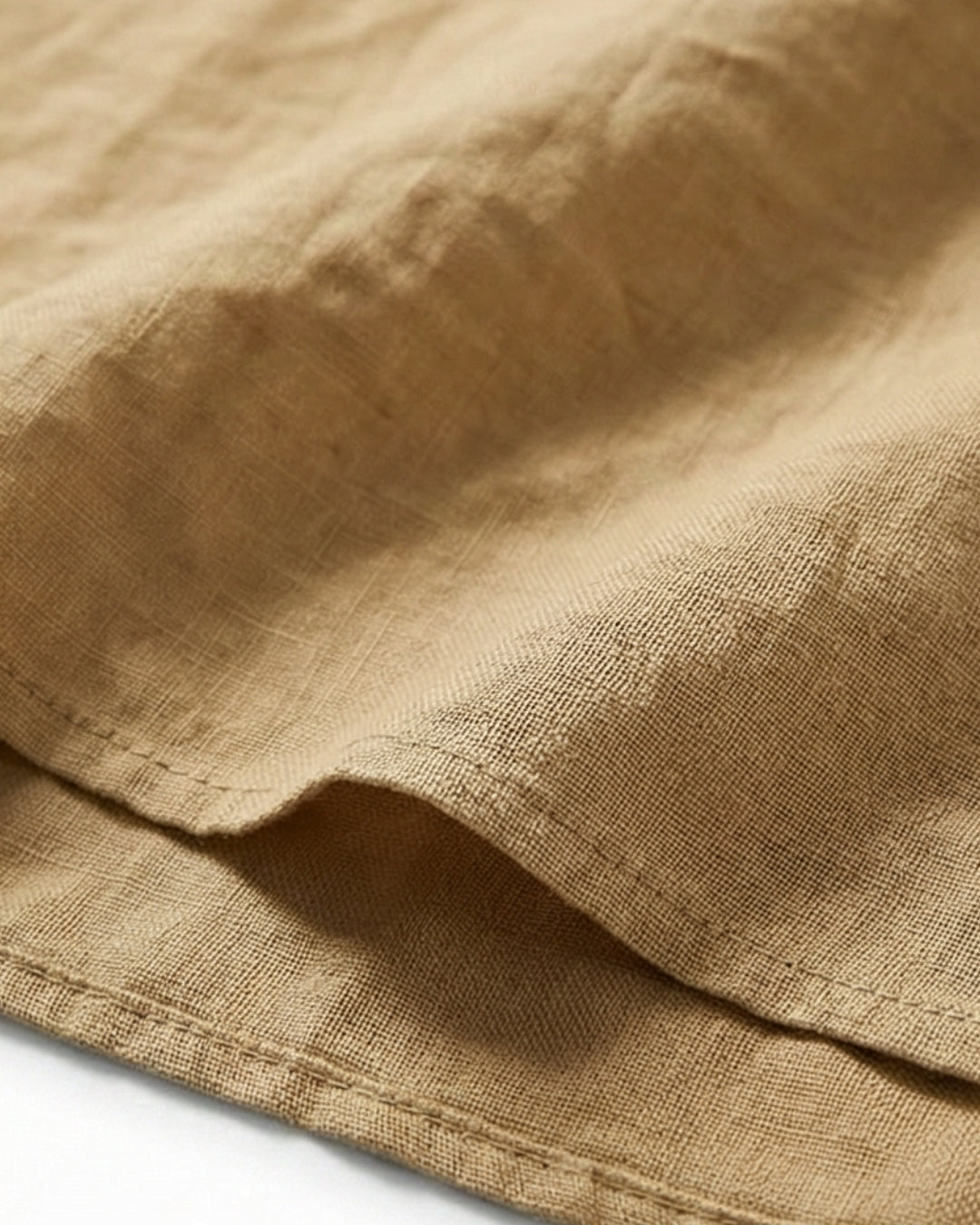 מכופתרת פשתן חום בהיר לוגו לבן שרוול קצר Polo Ralph Lauren