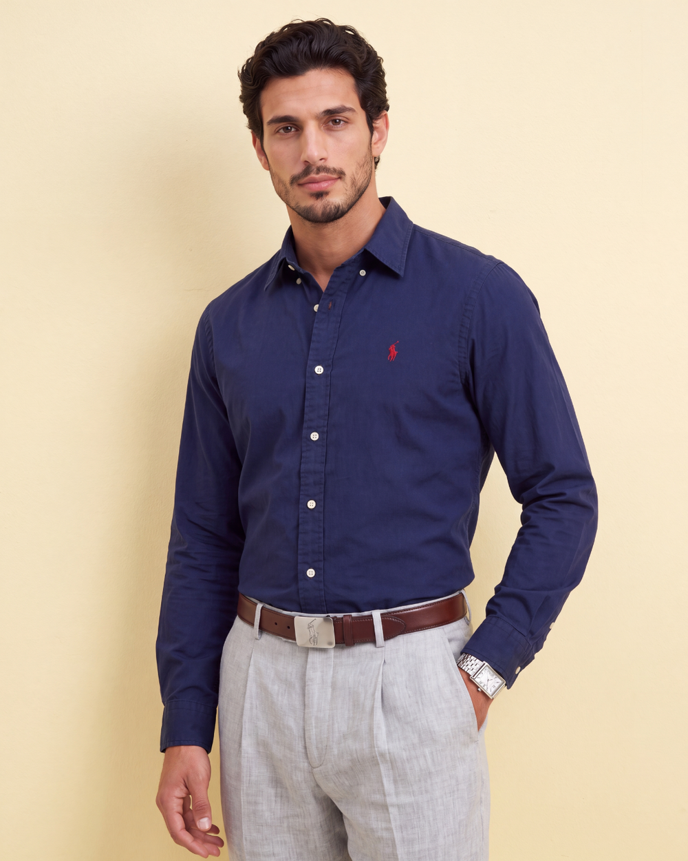 מכופתרת כותנה נייבי לוגו אדום Polo Ralph Lauren