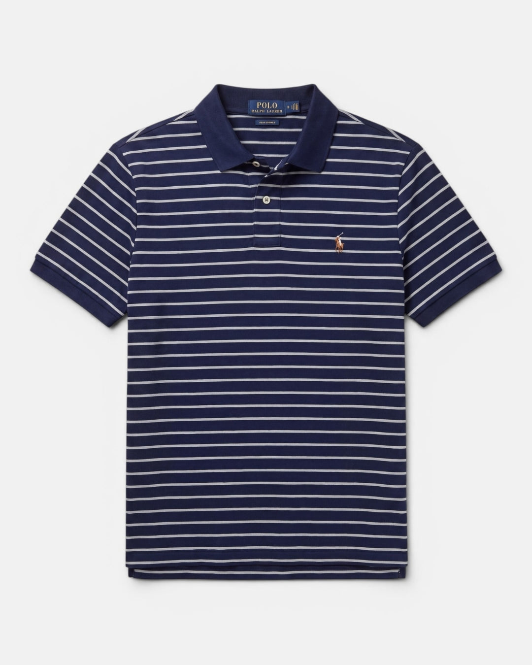 חולצת פולו כותנה פסים כחול-אפור לוגו צבעוני Polo Ralph Lauren
