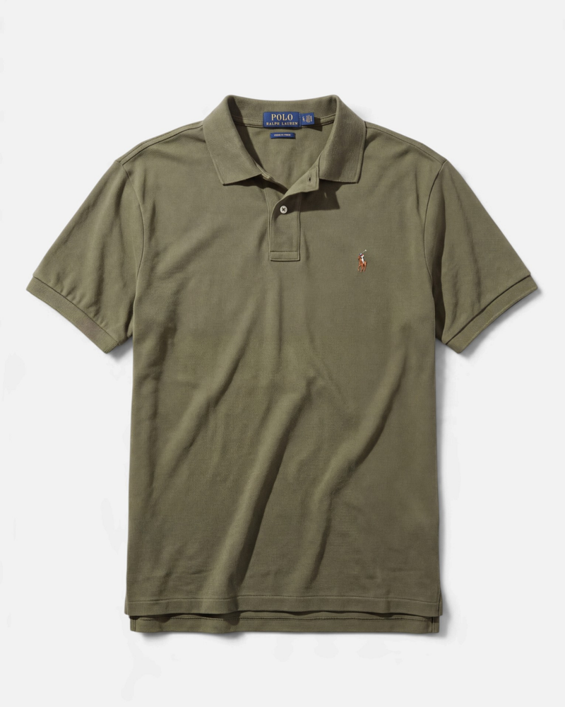 חולצת פולו ירוק זית לוגו צבעוני Polo Ralph Lauren