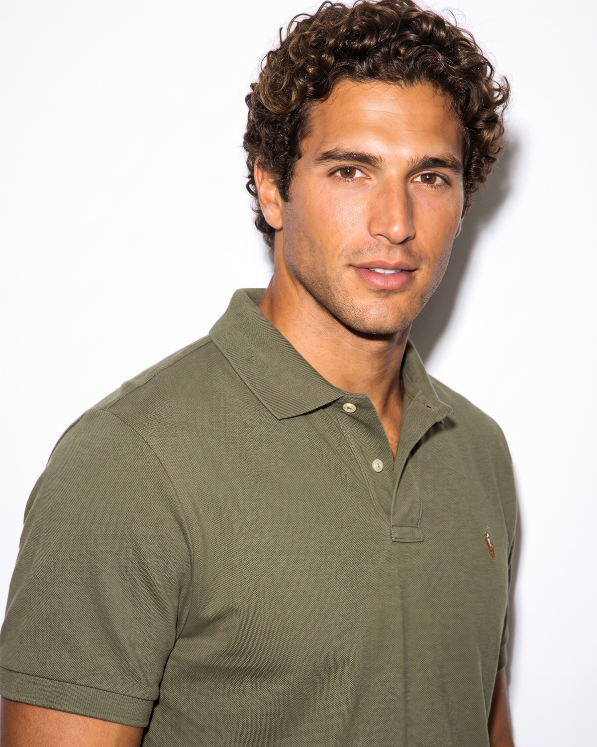 חולצת פולו ירוק זית לוגו צבעוני Polo Ralph Lauren
