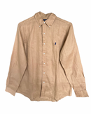 ‏RL Camel & Navy Logo Linen Shirt