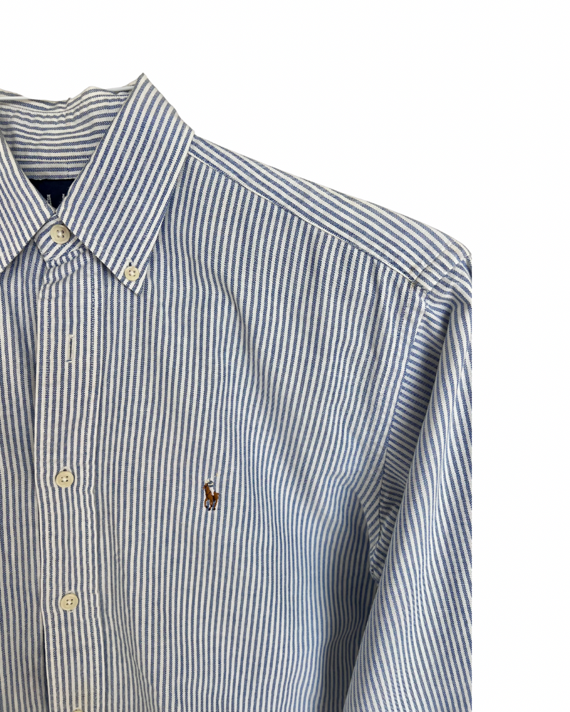 ‏RL Blue Stripes & Colorful Logo Shirt