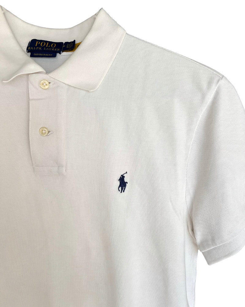 ‏RL White & Navy Logo Polo Shirt