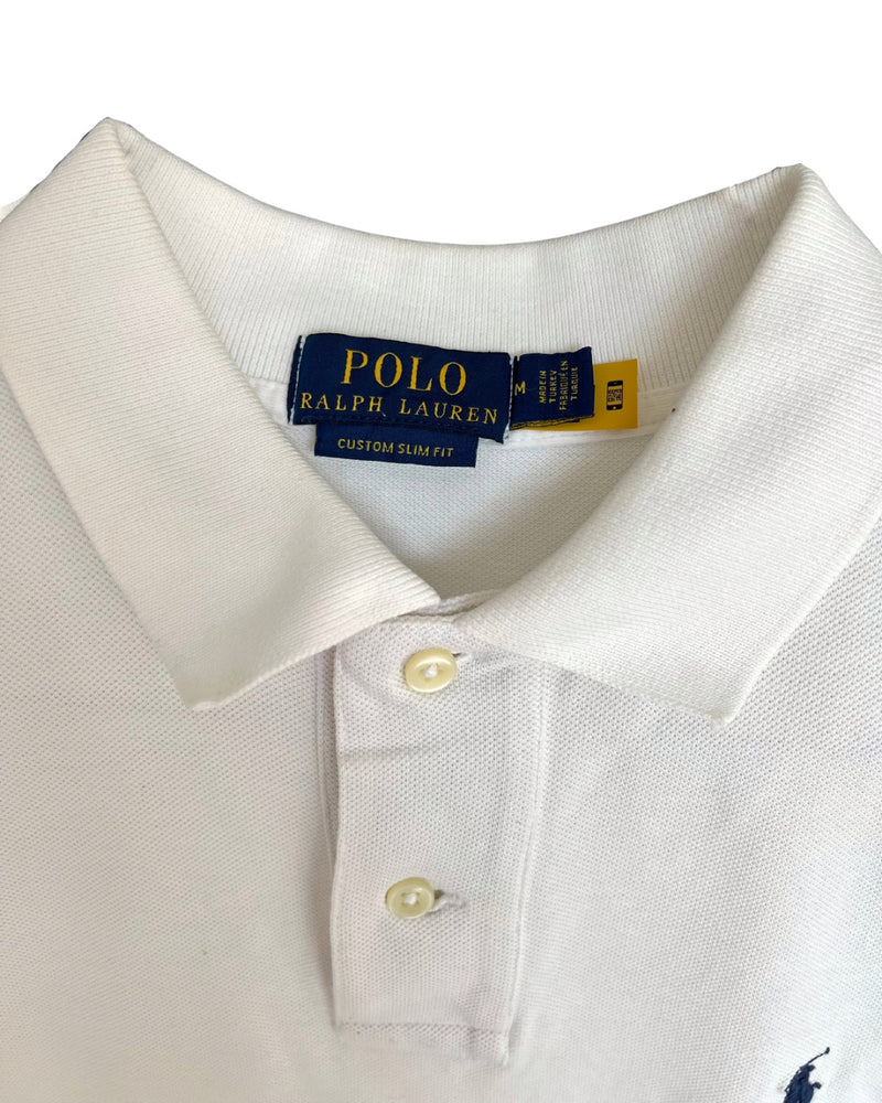 ‏RL White & Navy Logo Polo Shirt