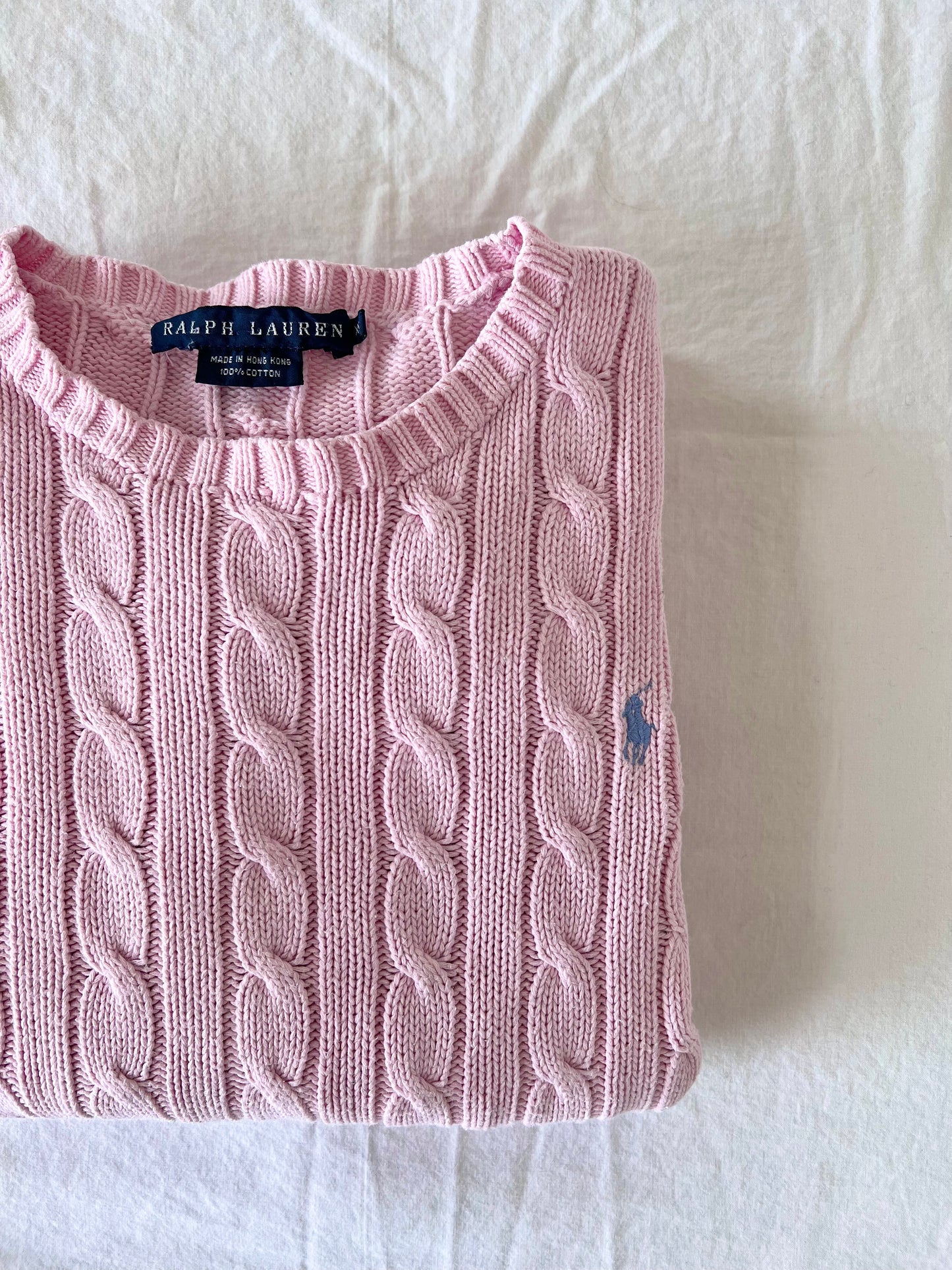 Baby pink cable knit sweater