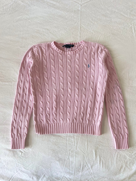 Baby pink cable knit sweater