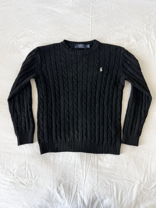 Black cable knit sweater