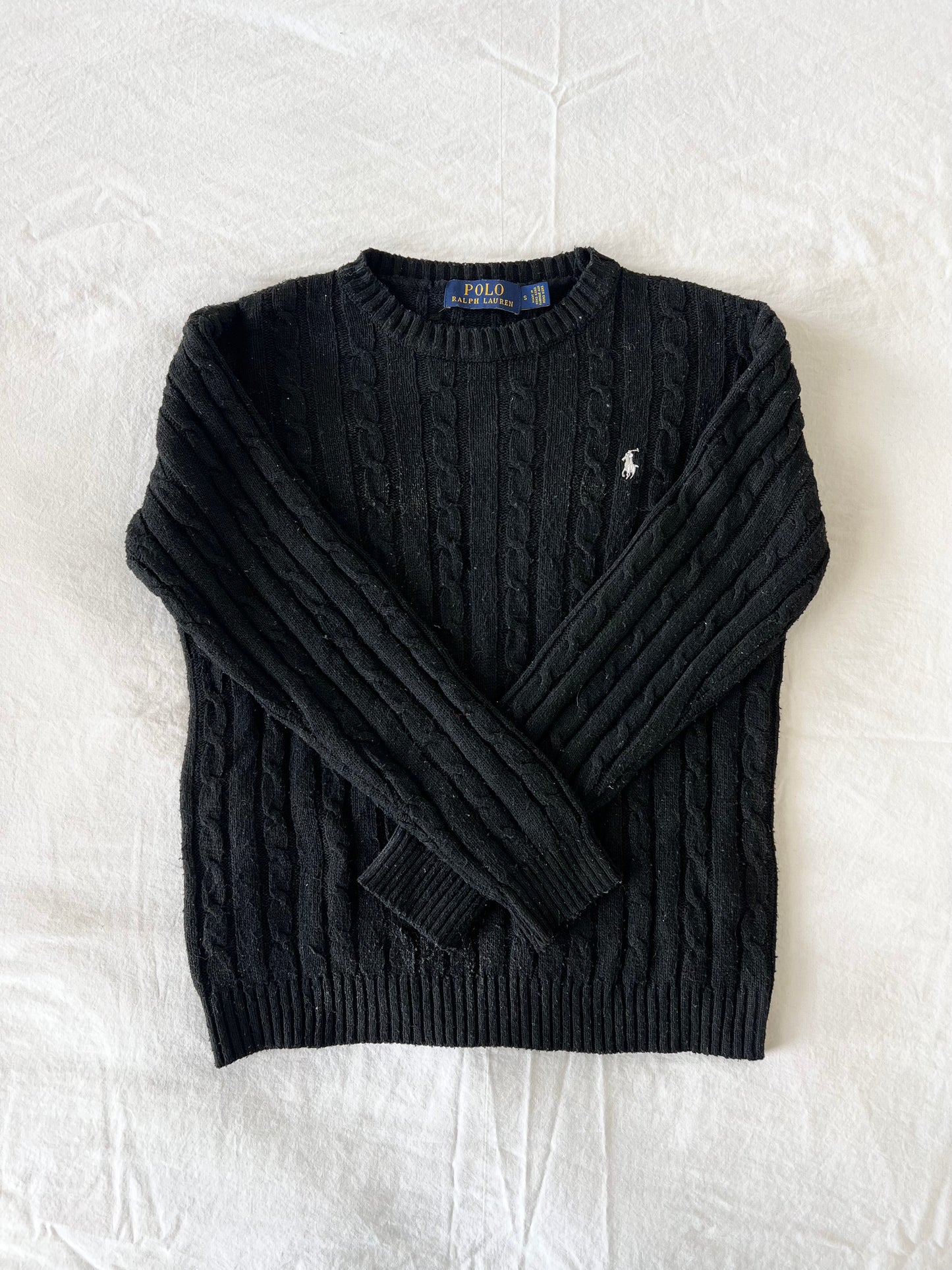 Black cable knit sweater