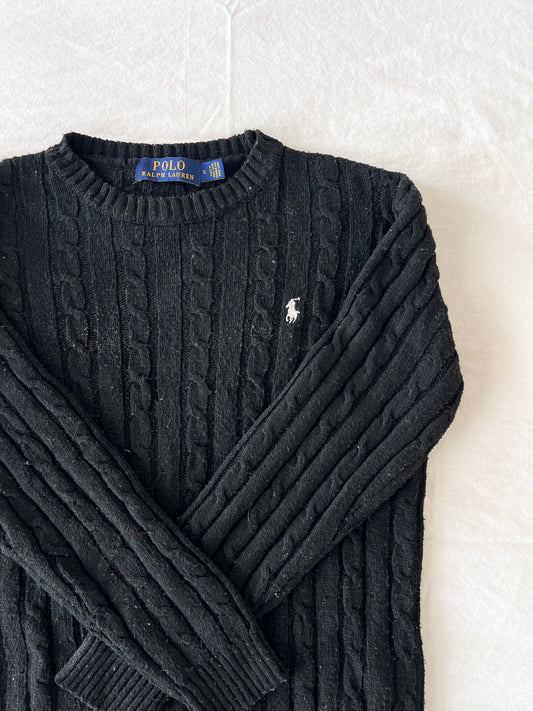 Black cable knit sweater