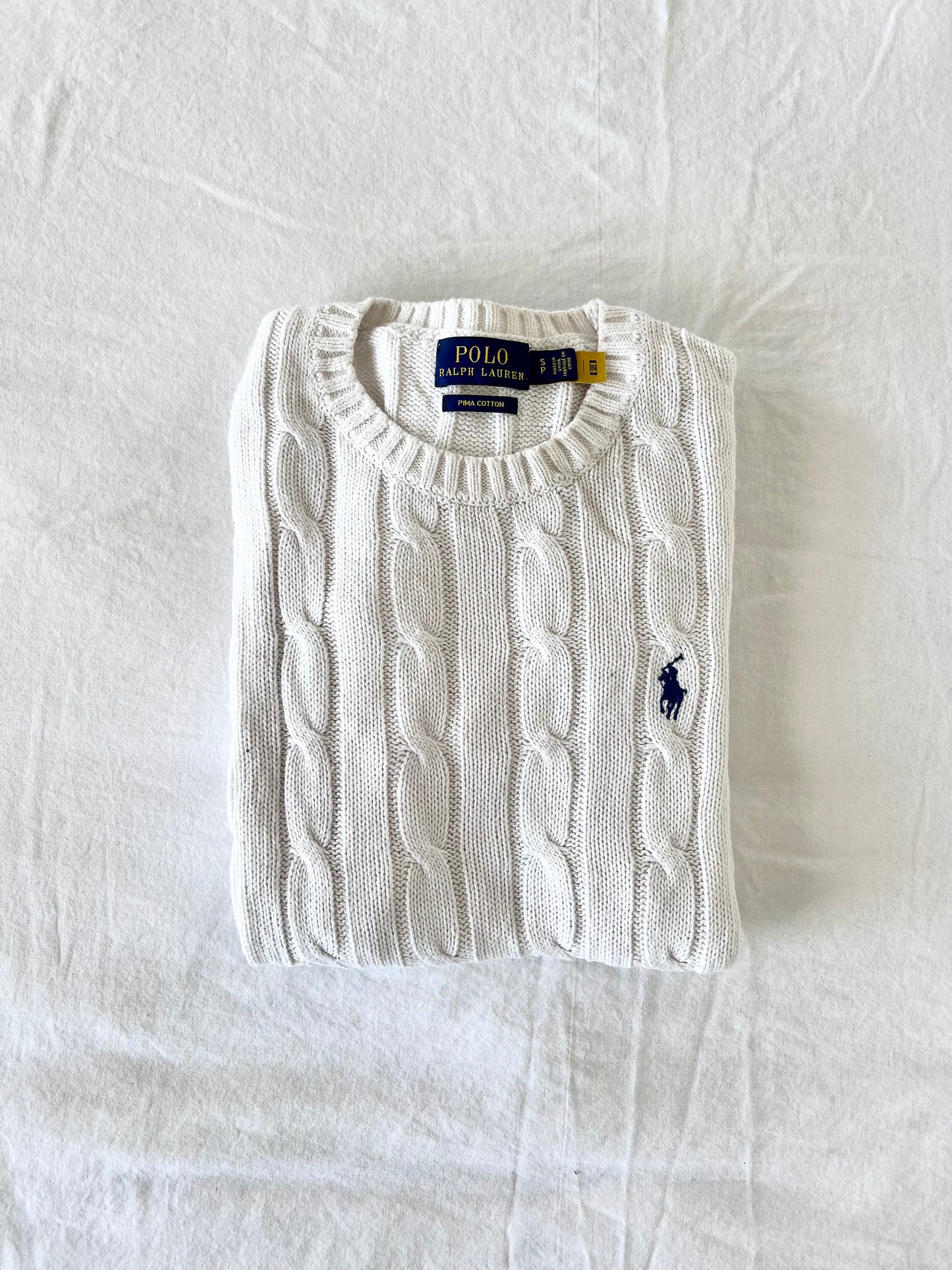 White cable knit women's t-shirt