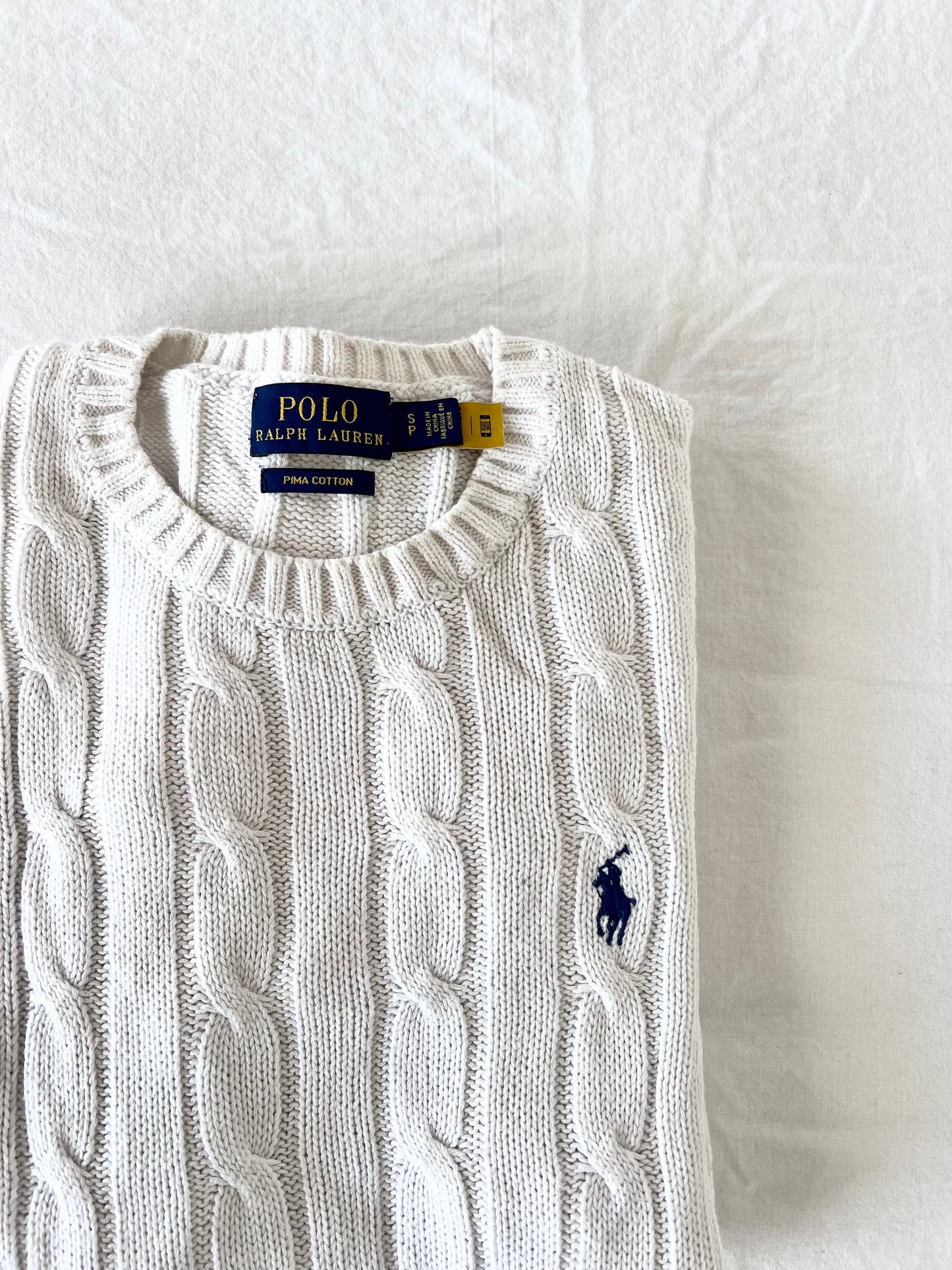 White cable knit women's t-shirt