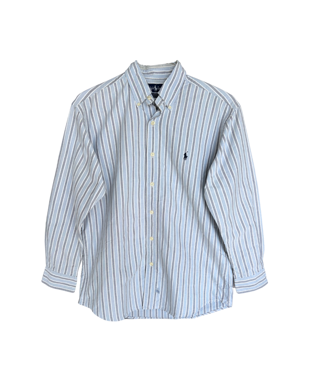 RL Blue/ Gray Stripes & Navy Logo Shirt