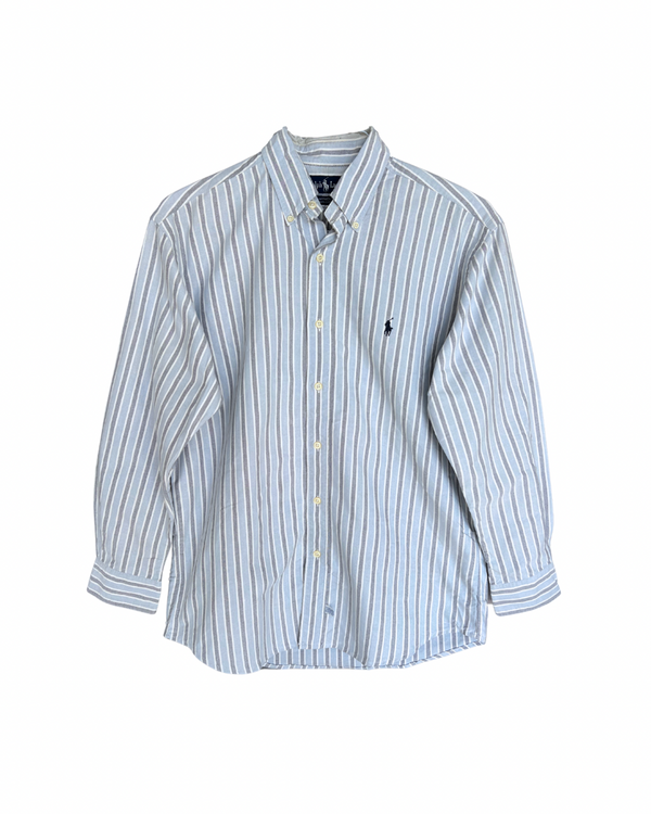 RL Blue/ Gray Stripes & Navy Logo Shirt