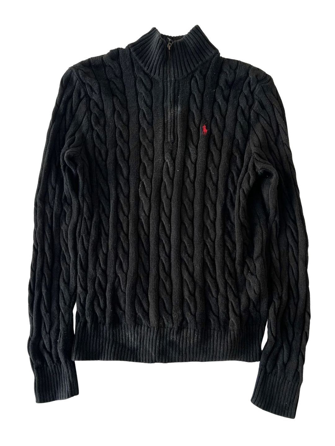 ‏Black half-zip sweater