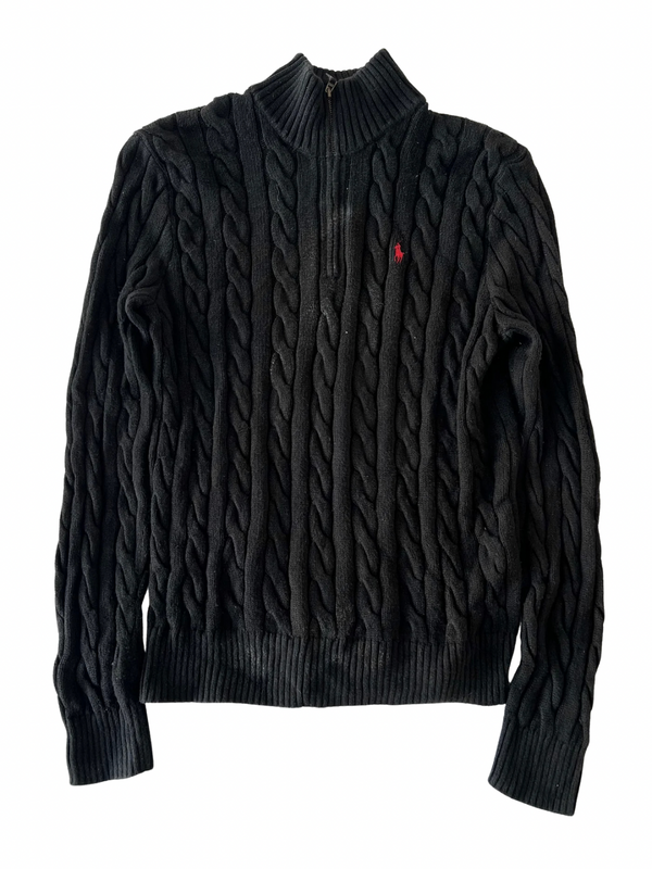‏Black half-zip sweater