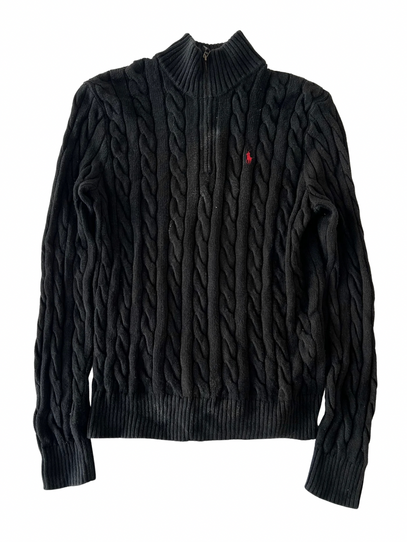 ‏Black half-zip sweater