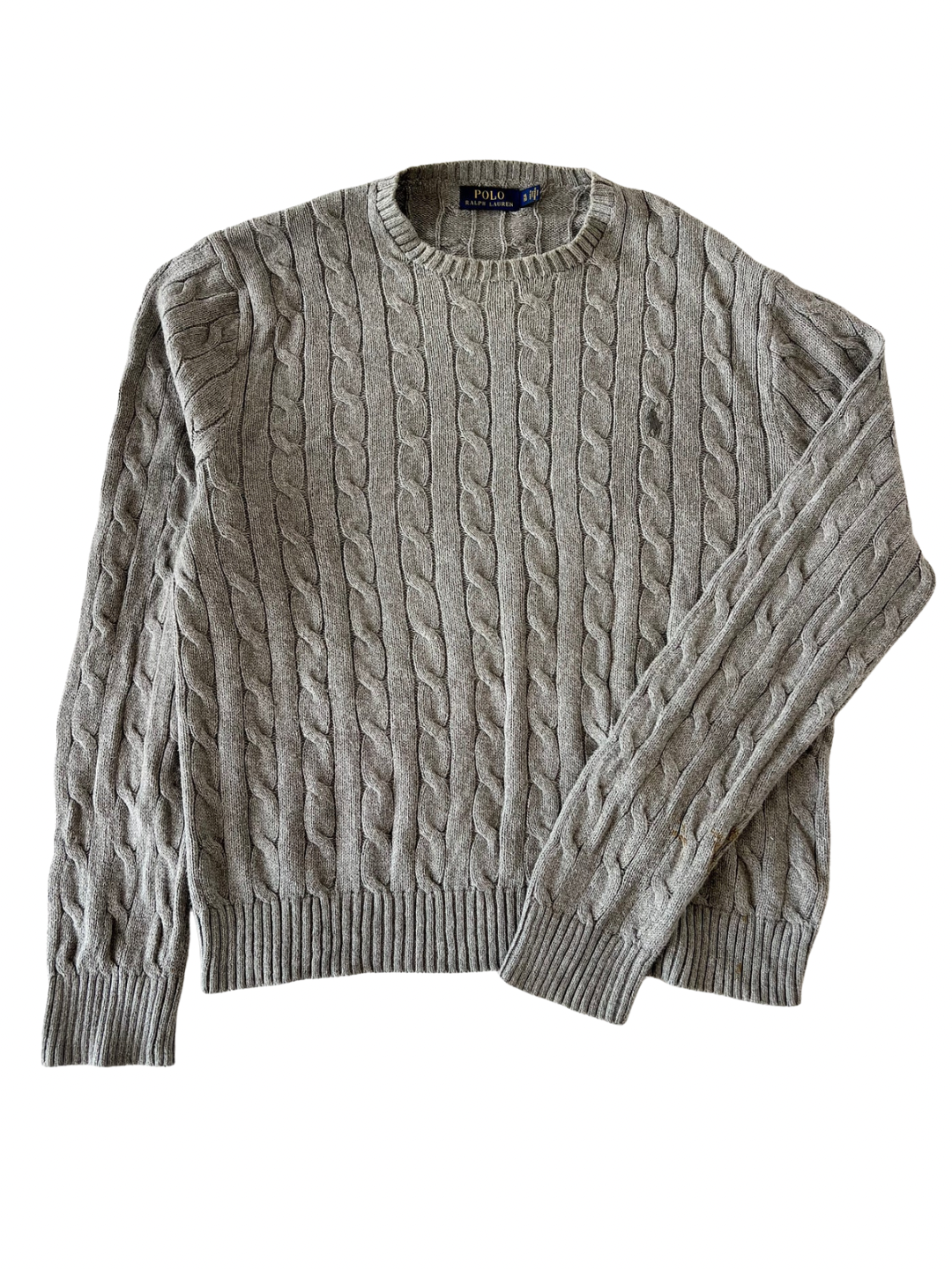 ‏Gray & gray logo cable knit sweater